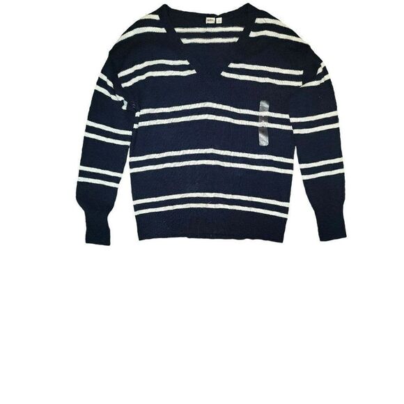 GAP V-Neck Slub Stripe Sweater Women's Sz Medium - Picture 1 of 1